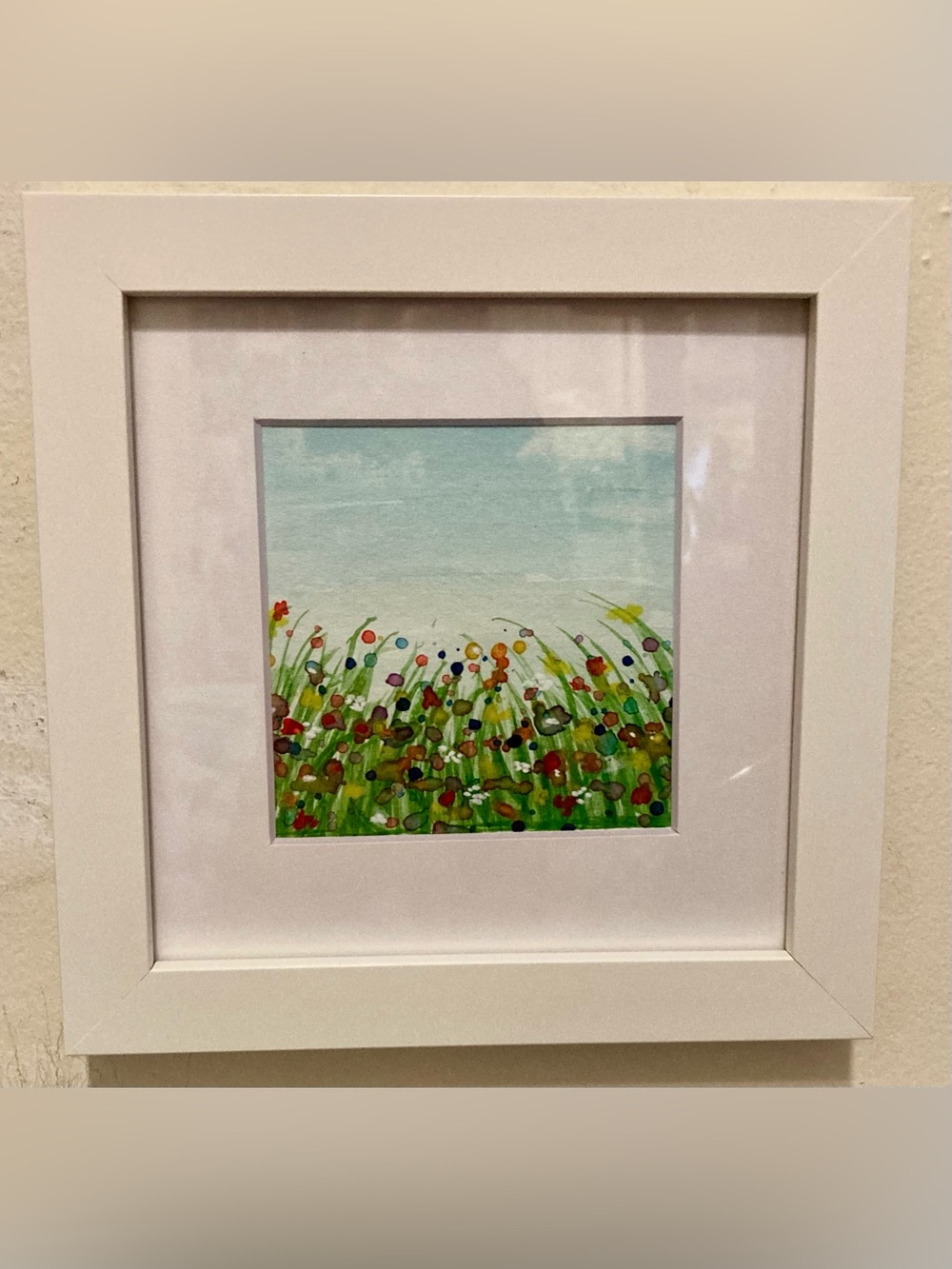 Framed Original Watercolor Art “Meadow Wildflowers” Size 7”x7”